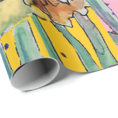 Gelbe Daffodil Rosa Frühlingsblumen Wasserfarbe Geschenkpapier (Rolleneckpunkt)