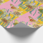Gelbe Daffodil Rosa Frühlingsblumen Wasserfarbe Wr Geschenkpapier (Ecke)