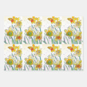 Gelbe Daffodin Affodin Blume Wasserfarbe Geschenkpapier Set (Vorderseite 3)