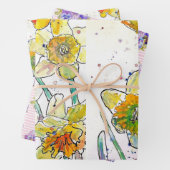 Gelbe Daffodin Affodin Blume Wasserfarbe Geschenkpapier Set (Beispiel)