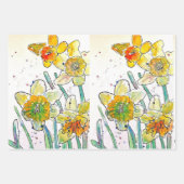 Gelbe Daffodin Affodin Blume Wasserfarbe Geschenkpapier Set (Vorderseite)