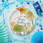 Gelbe Daffodin Affodin Blume Wasserfarbe Pappteller (Party)