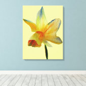 Gelbe Daffodin Aquarellfarben Blume Art Leinwanddruck (Insitu (Holzboden))