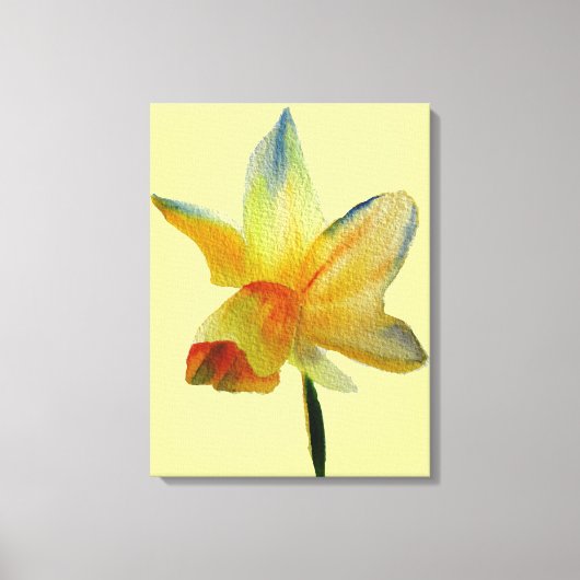 Gelbe Daffodin Aquarellfarben Blume Art Leinwanddruck (Vorderseite)