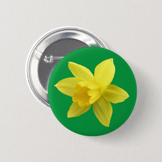 Gelbe Daffodin auf Grün Button (Vorne & Hinten)