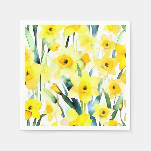 Gelbe Daffodin Wasserfarbe Serviette (Vorderseite)