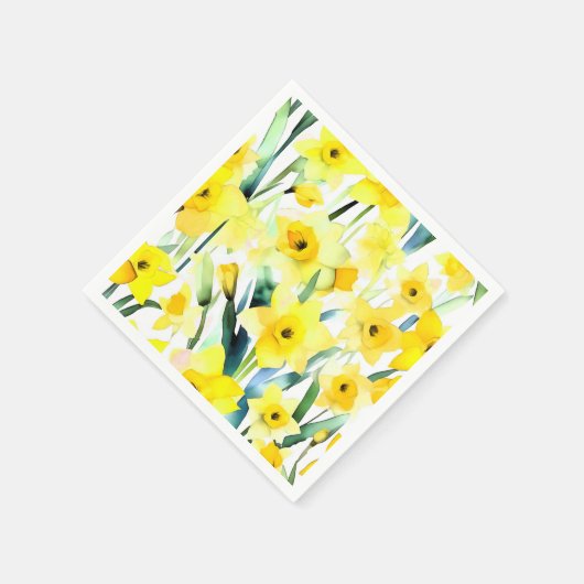Gelbe Daffodin Wasserfarbe Serviette (Ecke)