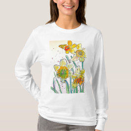 Gelbe Daffodische Aquarellkunst Frauen T Shirt