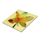 Gelbe Daffodische Aquarellkunst Frühlingskunst Blu Fliese (Seite)