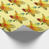 Gelbe Daffodische Aquarellkunst Frühlingskunst Blu Geschenkpapier (Ecke)