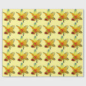 Gelbe Daffodische Aquarellkunst Frühlingskunst Blu Geschenkpapier (Flach)