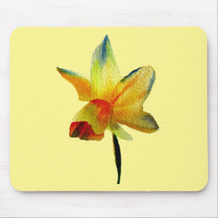 Gelbe Daffodische Aquarellkunst Frühlingskunst Blu Mousepad