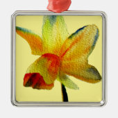 Gelbe Daffodische Aquarellkunst Frühlingskunst Blu Silbernes Ornament (Vorne)