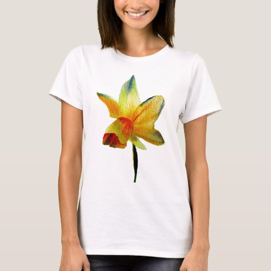 Gelbe Daffodische Aquarellkunst Frühlingskunst Blu T-Shirt (Vorderseite)