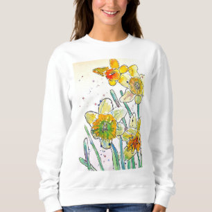 Gelbe Daffodische Aquarellkunst Giro del Malcanton Sweatshirt