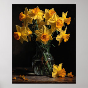 Gelbe Daffodische Blume Art Print Poster