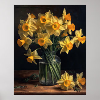 Gelbe Daffodische Blume Art Print Poster