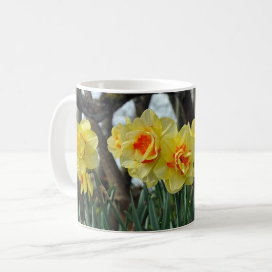 Gelbe Daffodische Blume Kaffeetasse (Vorderseite Links)