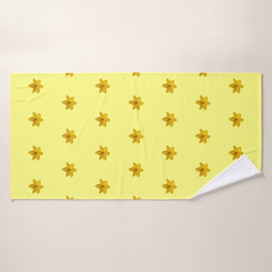 Gelbe Daffodische Blume Nahtloses Muster Badehandtuch (Badehandtuch)