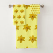 Gelbe Daffodische Blume Nahtloses Muster Badhandtuch Set (Insitu)
