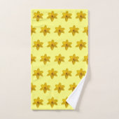 Gelbe Daffodische Blume Nahtloses Muster Badhandtuch Set (Handtuch)