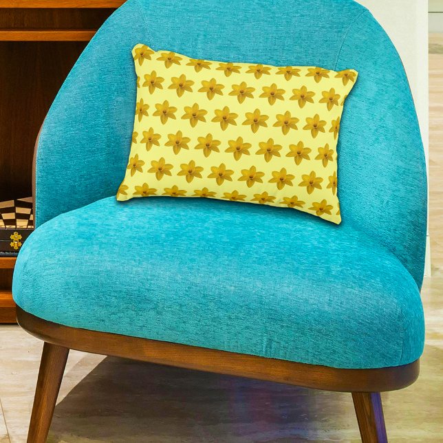 Gelbe Daffodische Blume Nahtloses Muster Dekokissen (Yellow Daffodil flower seamless pattern on accent pillow)