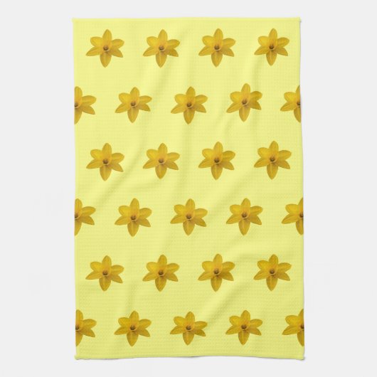 Gelbe Daffodische Blume Nahtloses Muster Geschirrtuch (Vertikal)