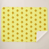 Gelbe Daffodische Blume Nahtloses Muster Sherpadecke (Vorderseite (Horizontal))