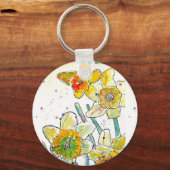 Gelbe Daffodische Blume Womans Name Schlüsselring Schlüsselanhänger (Rückseite)