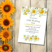 Gelbe Daffodische Frühling Rustikale Blumengeburt Einladung