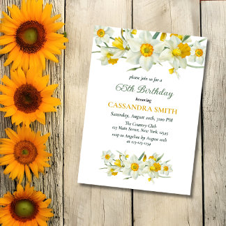 Gelbe Daffodische Frühling Rustikale Blumengeburt Einladung