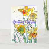Gelbe Daffodische Frühlingssonne Blume Wasserfarbe Karte (Vorderseite)