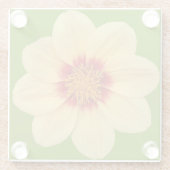 Gelbe Dahlia auf grüner Flora Glasuntersetzer (Rückseite)