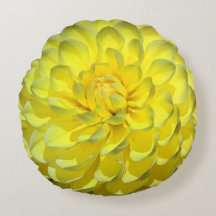 Gelbe Dahlia-Blume Rund-Akzent-Throw-Kissen