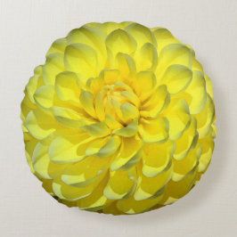 Gelbe Dahlia-Blume Rund-Akzent-Throw-Kissen Rundes Kissen