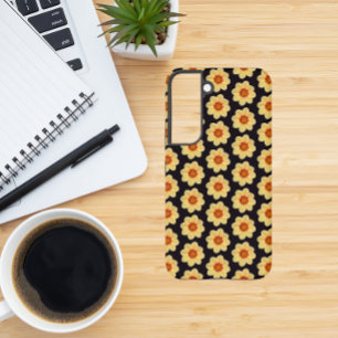 Gelbe Dahlie Blumendesign auf Schwarz Samsung Galaxy Hülle