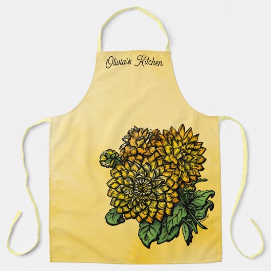 Gelbe Dahlien Floralschürze Schürze (Vorderseite)
