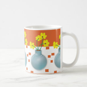 Gelbe Daisien in einer Blauen Vase Kaffeetasse