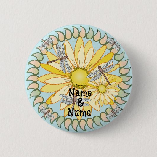 Gelbe Daisy-Anstecknadel Button (Vorderseite)