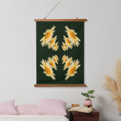 Gelbe Daisy-Blume Abstrakt Wandteppich Mit Holzrahmen (Schlafzimmer)