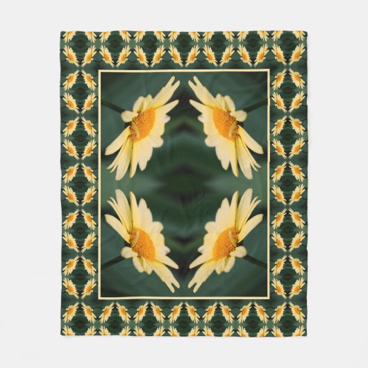 Gelbe Daisy-Blume Abstraktes Muster Fleecedecke (Vorderseite)