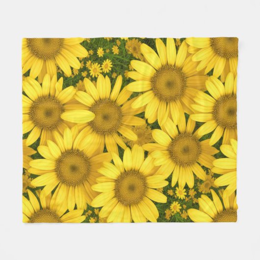 Gelbe Daisy-Blume Fleecedecke (Vorderseite (Horizontal))