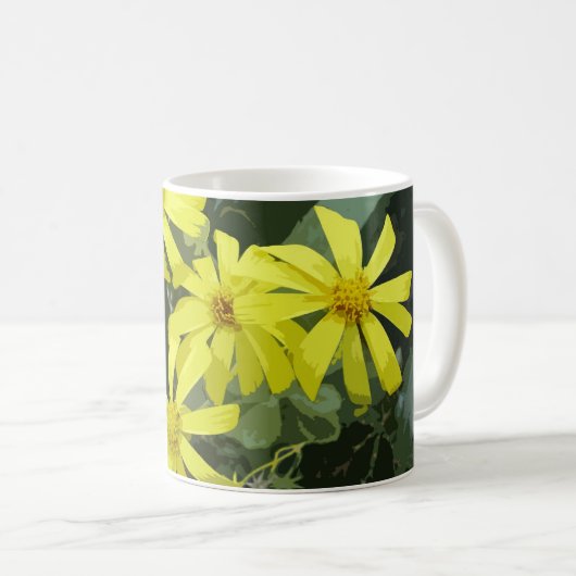 Gelbe Daisy-Blume Kaffeetasse (VorderseiteRechts)