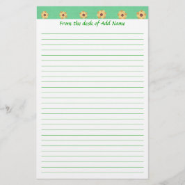 Gelbe Daisy-Blume Muster Grüne Linde Stationierung Briefpapier