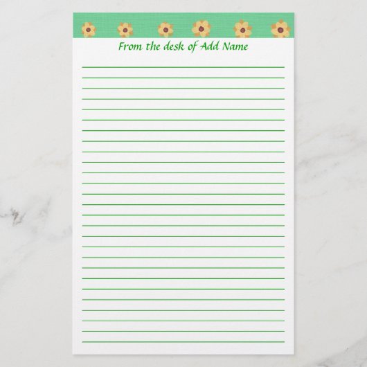 Gelbe Daisy-Blume Muster Grüne Linde Stationierung Briefpapier (Vorderseite)