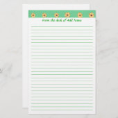 Gelbe Daisy-Blume Muster Grüne Linde Stationierung Briefpapier (Vorne/Hinten)