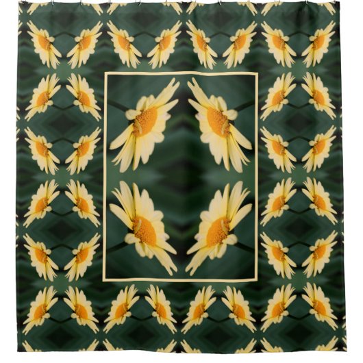 Gelbe Daisy-Blume Nah Up-Muster Duschvorhang (Vorderseite)