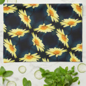 Gelbe Daisy-Blume Nah Up-Muster Geschirrtuch (Gefaltet)