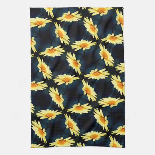 Gelbe Daisy-Blume Nah Up-Muster Geschirrtuch (Vertikal)