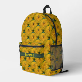 Gelbe Daisy-Blume Naturmuster Personalisiert Bedruckter Rucksack